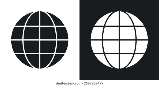 Globe icons in solid black and white colors