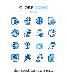 Globe icons. Vector line icons set. Premium quality. Simple thin line design. Modern outline symbols, pictograms.