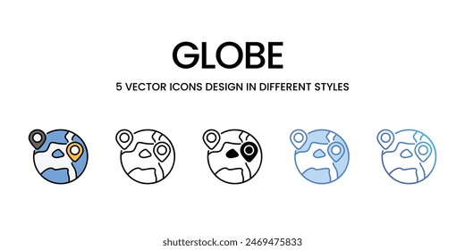 Iconos de globo conjunto de Vector ilustración de stock.