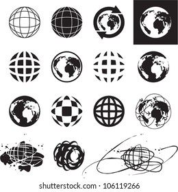 Globe icons. Vector globe sign set.