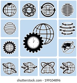 Globe icons. Vector globe sign set.