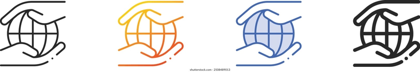 globo icon.Thin Linear, gradiente, traçado azul e negrito Design estilo isolado no fundo branco