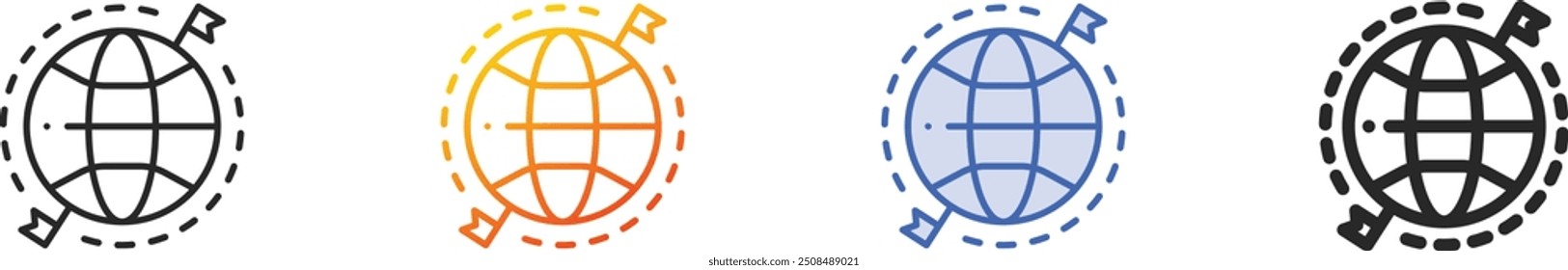 globe icon.Thin Linear, Gradient, Blue Stroke and bold Style Design Isolated On White Background