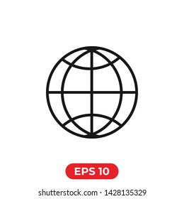 Globe icon.World vector sign.Network illustraion for web applications.Sphere concept.