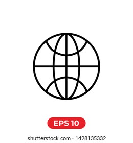Globe icon.World vector sign.Network illustraion for web applications.Sphere concept.