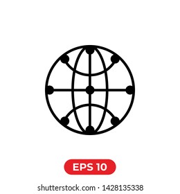 Globe icon.World vector sign.Network illustraion for web applications.Sphere concept.
