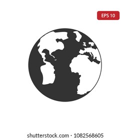 Globe icon.World vector,North America. Earth sign isolated on white background.Simple geography illustration for web and mobile platforms.