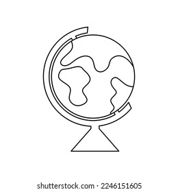 Globe illustration in linear style. Hand drawn School globe isolated on white background. vector illustration