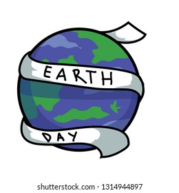 globe illustration with tape white background - vector design