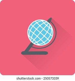 Globe illustration. Vector flat icon.