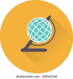 Globe illustration. Vector flat icon.