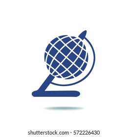 Globe illustration. Vector flat icon.