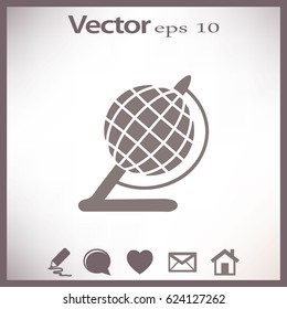 Globe illustration. Vector flat icon.