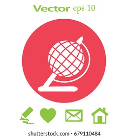 Globe illustration. Vector flat icon.