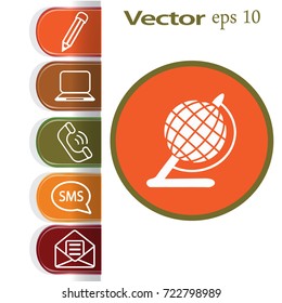 Globe illustration. Vector flat icon.