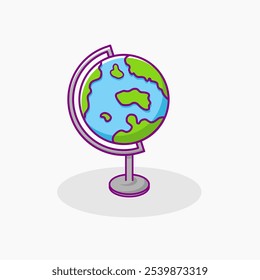 Globe illustration vector icon designed in flat cartoon style. Globe doodle. Earth Model.