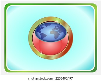 Imagen de globo con fondo de círculo dorado,vector