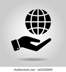 globe image icon in hand