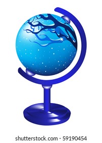 Globo con la imagen del paisaje invernal.
