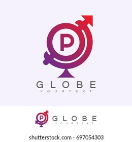 globe initial Letter P Logo design