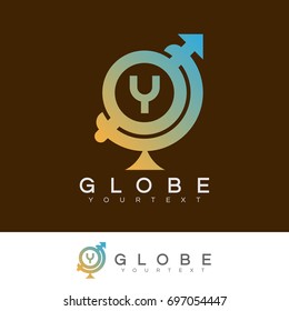 globe initial Letter Y Logo design