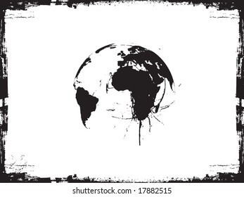 Globe ink splatter vector illustration.