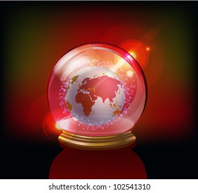 globe inside of glass ball