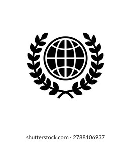 Globe inside laurel wreath, globally recognized ethics icon