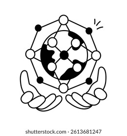 Globe interconnected by a network, icon of global technology