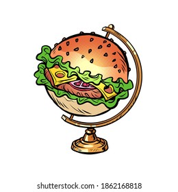 globe international Burger fast food street restaurant comics illustration drawing