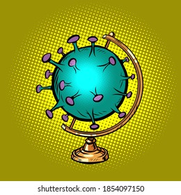 globe international coronavirus green virus covid19 epidemic comics illustration drawing
