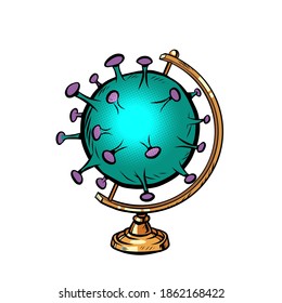 globe international coronavirus green virus covid19 epidemic comics illustration drawing