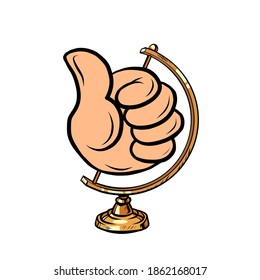 globe international like OK gesture comics illustration drawing