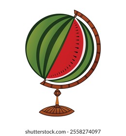 globe international watermelon Vector illustration drawing