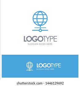 Globe, Internet, Browser, World Blue Logo Line Style