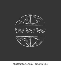 Globe internet. Drawn in chalk icon.