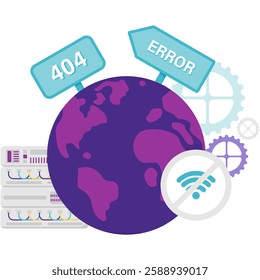 globe and internet error, internet and network disruptions