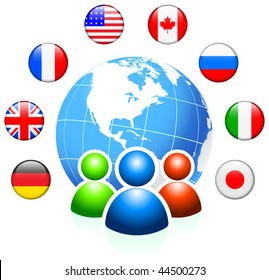 Globe with Internet Flag Buttons Background Original Vector Illustration