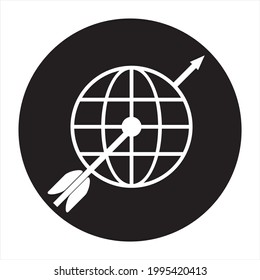 Globe internet icon and arrow vector illustration logo template for many purpose. Isolated on black background.