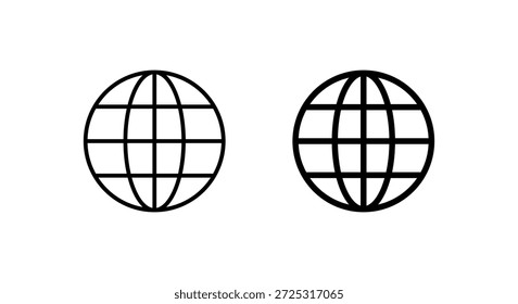 Globe Internet-Symbol im Umrissstil. Globales Netzwerk, weltweites Web und Website-Symbol