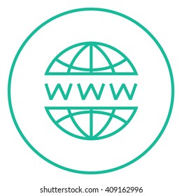 Icono de la línea de internet de globo.