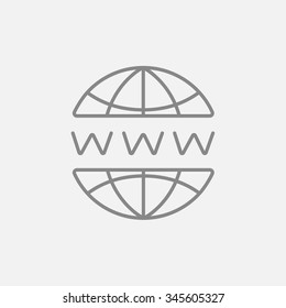 Globe internet line icon for web, mobile and infographics. Vector dark grey icon isolated on light grey background.