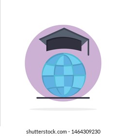 Globe, Internet, Online, Graduation Abstract Circle Background Flat color Icon. Vector Icon Template background