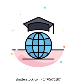 Globe, Internet, Online, Graduation Abstract Flat Color Icon Template. Vector Icon Template background