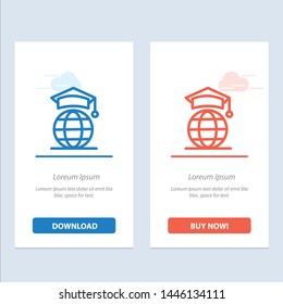 Globe, Internet, Online, Graduation  Blue and Red Download and Buy Now web Widget Card Template