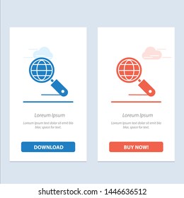 Globe, Internet, Search, Seo  Blue and Red Download and Buy Now web Widget Card Template