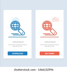 Globe, Internet, Search, Seo  Blue and Red Download and Buy Now web Widget Card Template. Vector Icon Template background