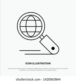 Globe, Internet, Search, Seo Line Icon Vector