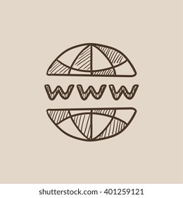 Globe internet sketch icon.