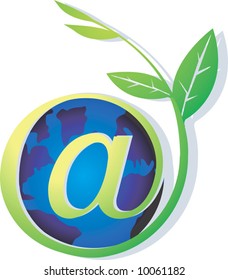 a globe with internet symbol plant	